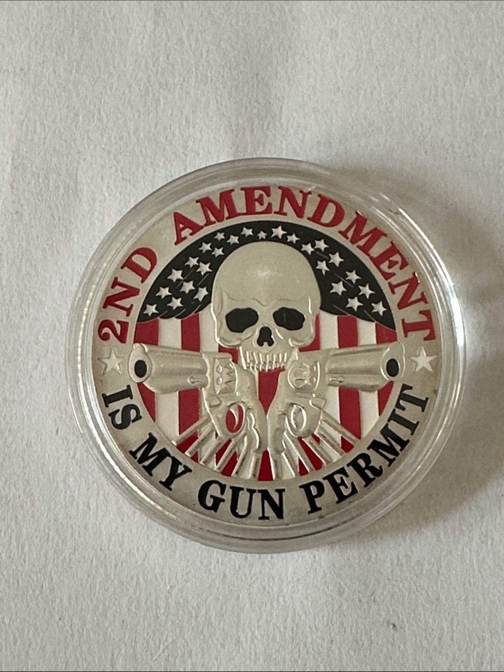 2nd Amendment Skull Coin - Red, White, Blue